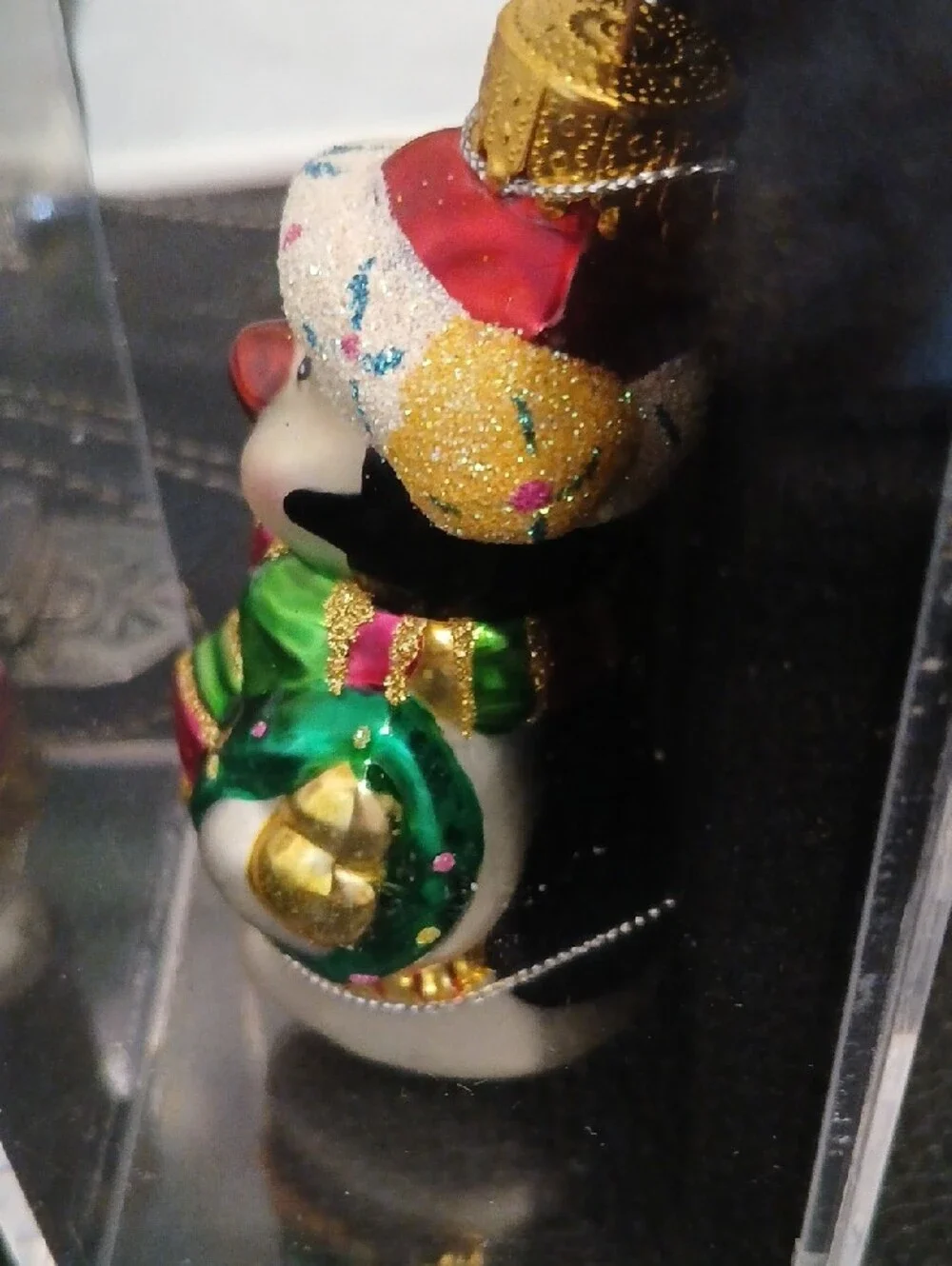 Target Multicolor Glass Penquin Ornament with Christmas Hat Vintage 2004